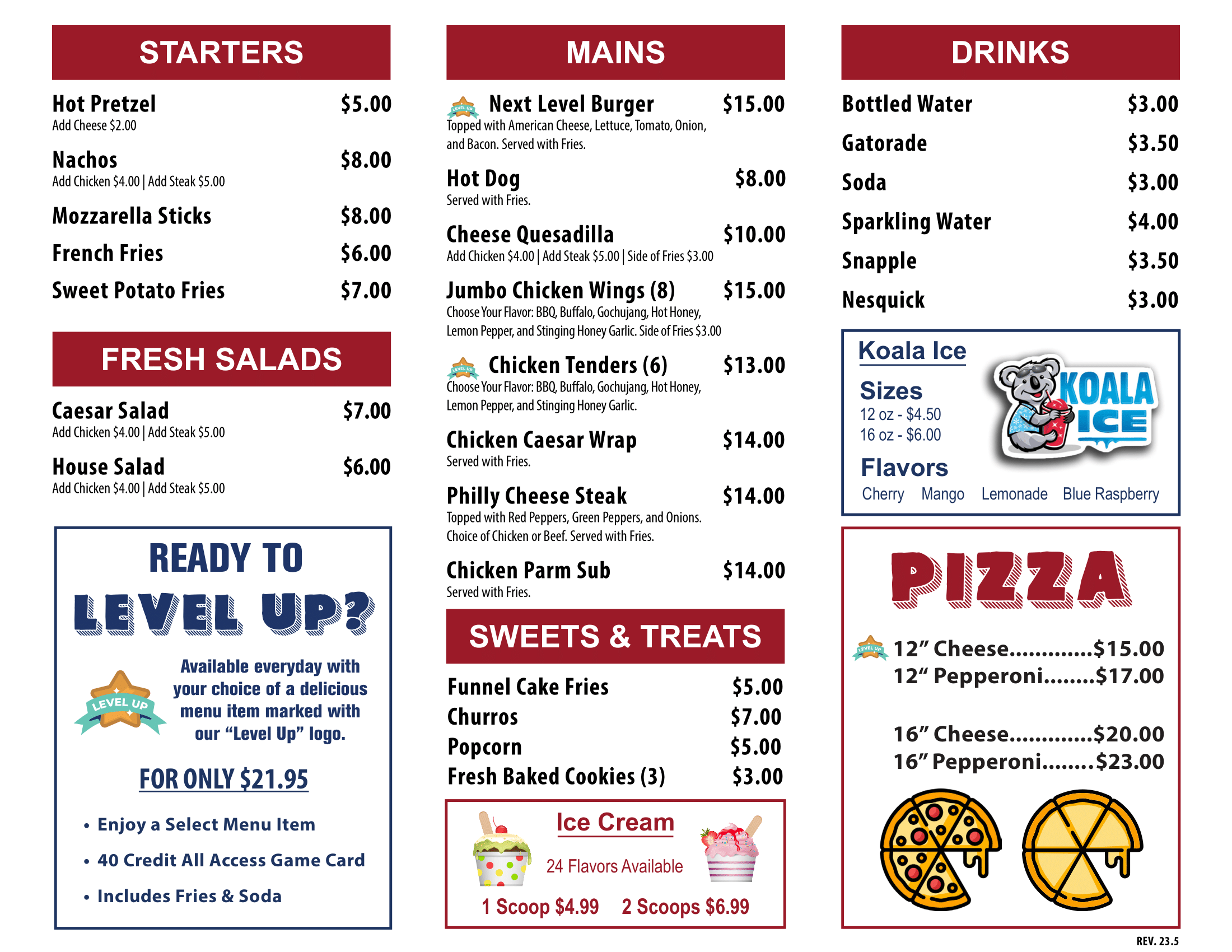Dezerland Menu Page
